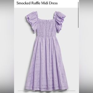 Banana Republic Smocked Midi Ruffle Dress